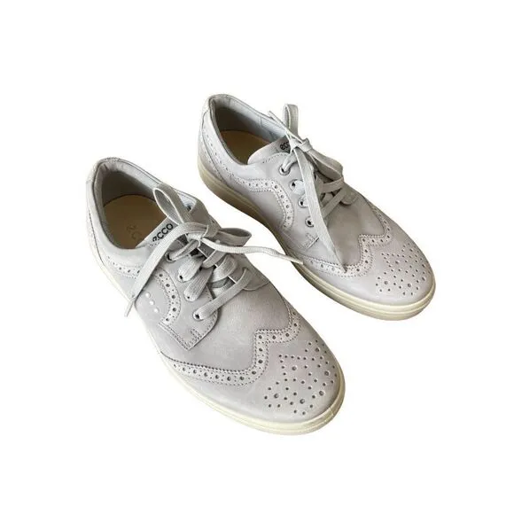 Ecco Mens Gray Wingtip Casual Hybrid Lace Up Golf Sneaker Shoes Size 43