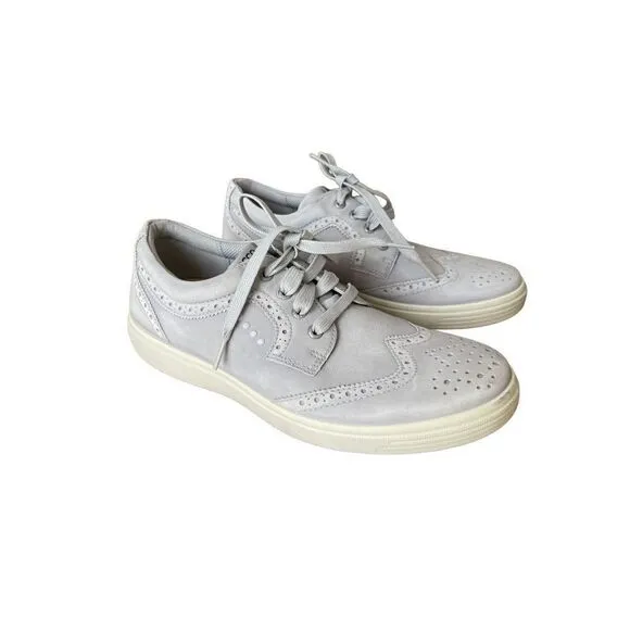 Ecco Mens Gray Wingtip Casual Hybrid Lace Up Golf Sneaker Shoes Size 43