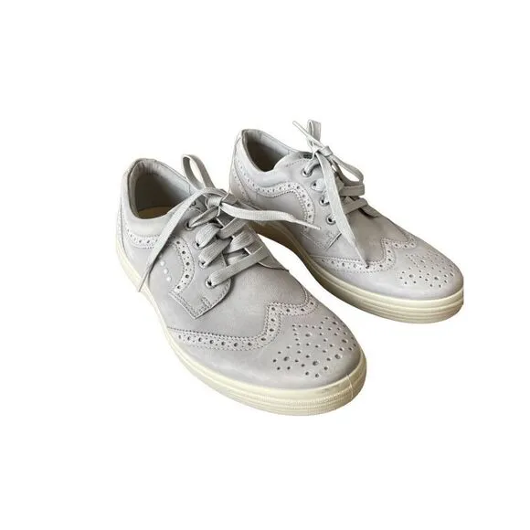 Ecco Mens Gray Wingtip Casual Hybrid Lace Up Golf Sneaker Shoes Size 43