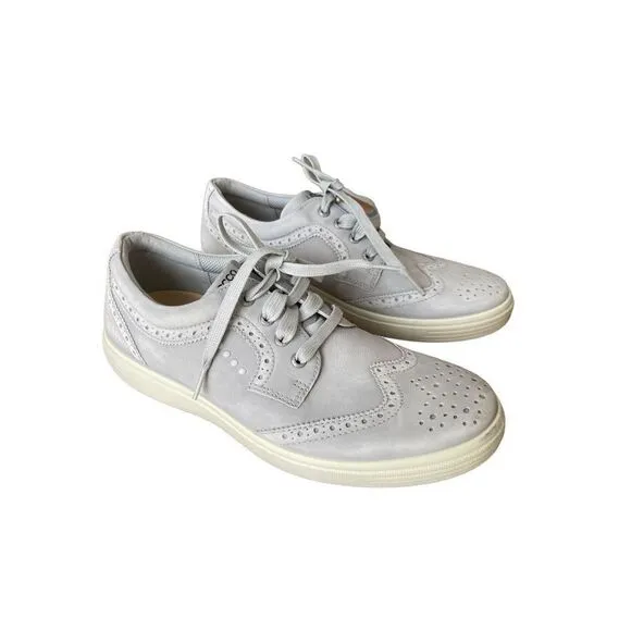 Ecco Mens Gray Wingtip Casual Hybrid Lace Up Golf Sneaker Shoes Size 43