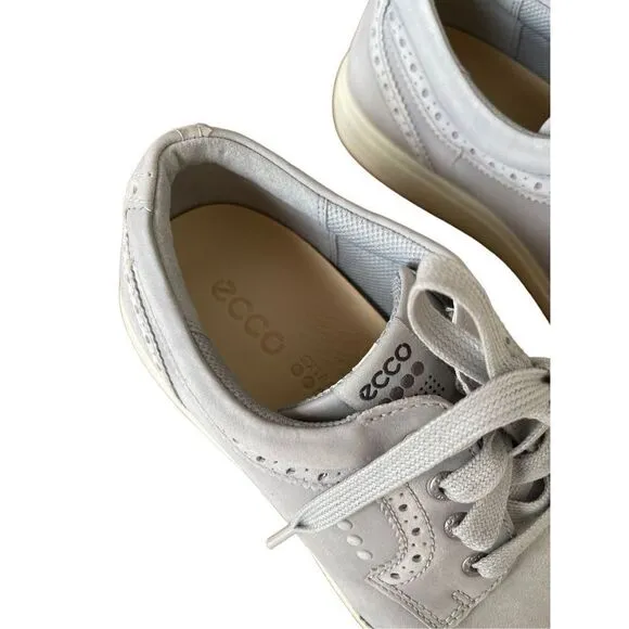 Ecco Mens Gray Wingtip Casual Hybrid Lace Up Golf Sneaker Shoes Size 43