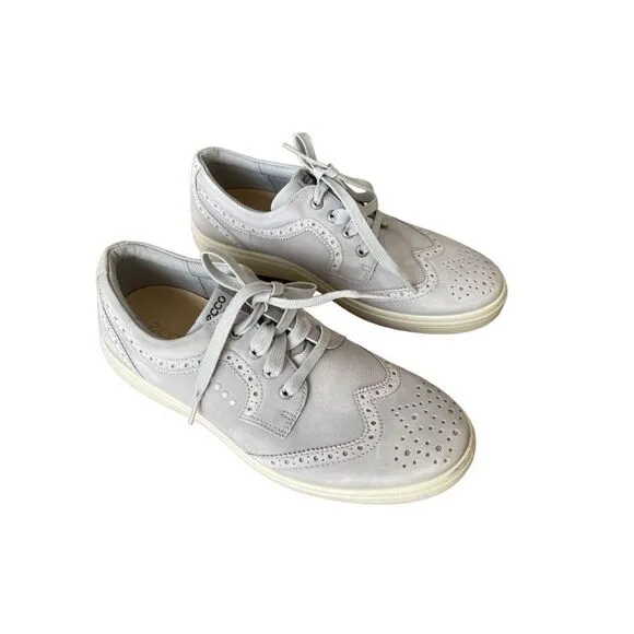 Ecco Mens Gray Wingtip Casual Hybrid Lace Up Golf Sneaker Shoes Size 43