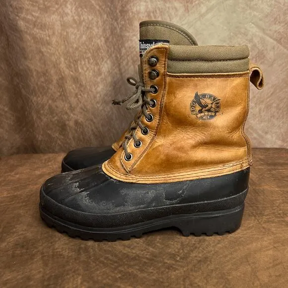 Eddie Bauer Vintage Thinsulate Steel Shank Duck Boots Leather Sherpa Lined 90s