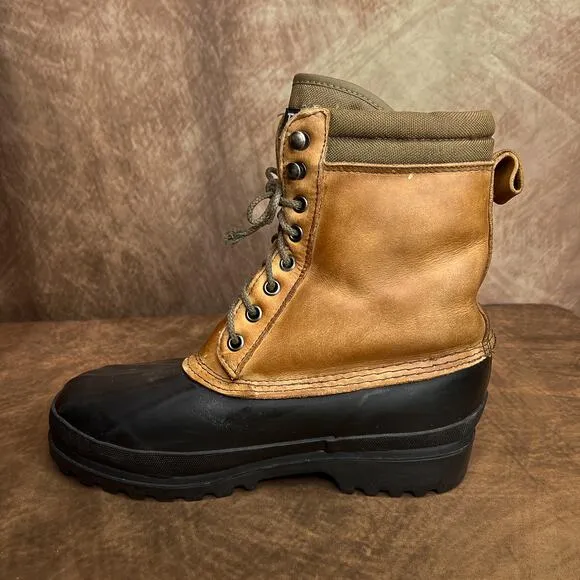 Eddie Bauer Vintage Thinsulate Steel Shank Duck Boots Leather Sherpa Lined 90s