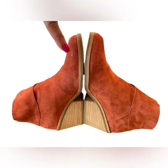Eileen Fisher Suede Leather Tag Booties, Size 7.5, Terracotta, Everyday Luxury