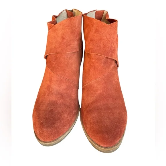 Eileen Fisher Suede Leather Tag Booties, Size 7.5, Terracotta, Everyday Luxury