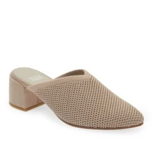 Eileen Fisher Vero Cuoio Knit Mule Block Heel Sandals Taupe Size 5.5