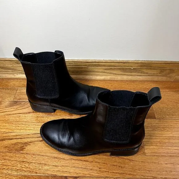 EILEEN FISHER Women's Black Vent Leather Bootie Size 8.5 Timeless Preppy