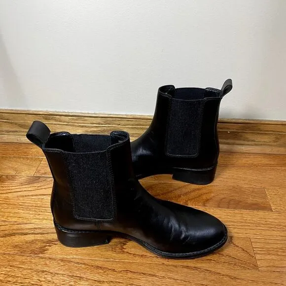 EILEEN FISHER Women's Black Vent Leather Bootie Size 8.5 Timeless Preppy