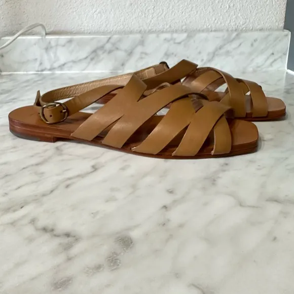 Either Or The Criss Cross Slide. Leather Sandals