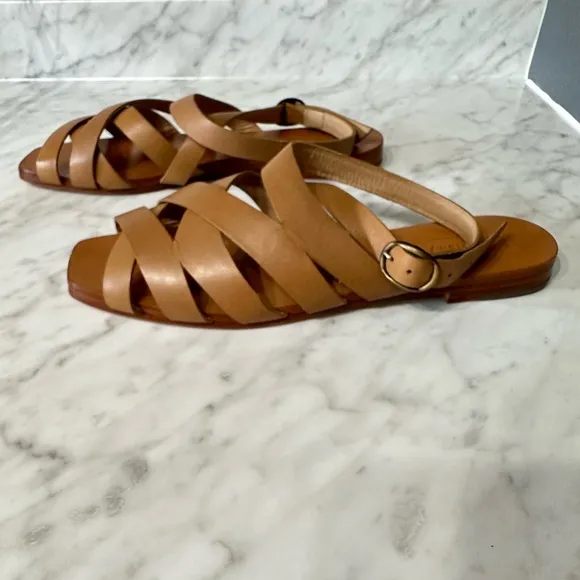 Either Or The Criss Cross Slide. Leather Sandals