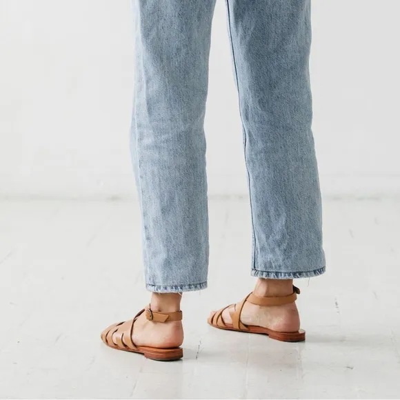 Either Or The Criss Cross Slide. Leather Sandals