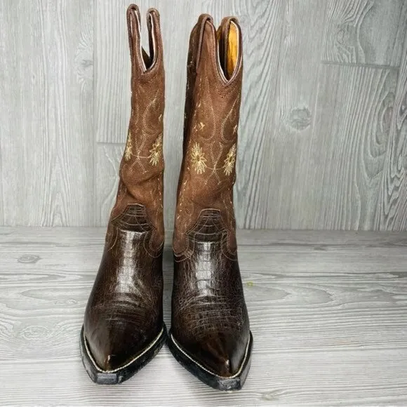 El general leather embroidered cowboy / cowgirl western boots shoes 6