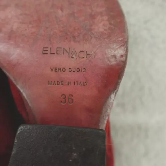 Elena Iachi Boots Suede Leather Ankle Low Western Buckle‎ Texan