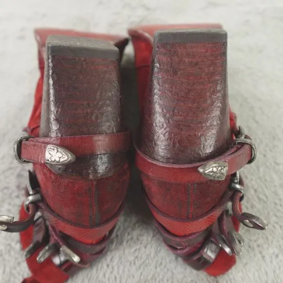 Elena Iachi Boots Suede Leather Ankle Low Western Buckle‎ Texan