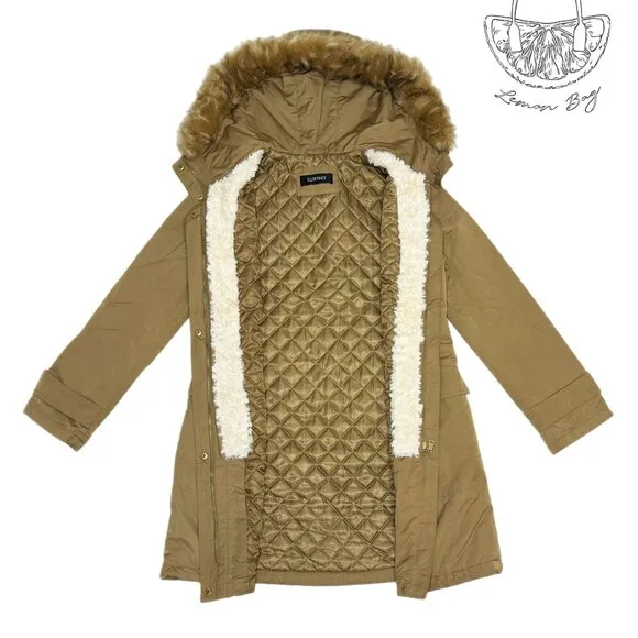 Ellen Tracy / Winter Insulated Hooded Parka Coat / Size M / Color Beige