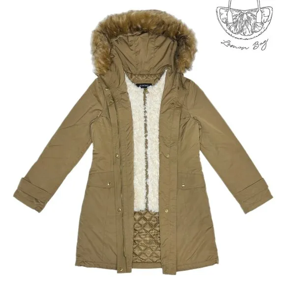 Ellen Tracy / Winter Insulated Hooded Parka Coat / Size M / Color Beige