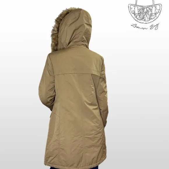 Ellen Tracy / Winter Insulated Hooded Parka Coat / Size M / Color Beige