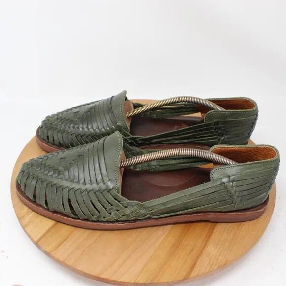 Espiritu Sandals Mens 13 Selva Classic Huaraches Army Green Handwoven Breathable