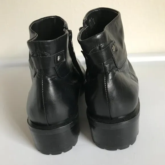 Etienne Aigner LUXE Black Leather Ankle Boots Size 9