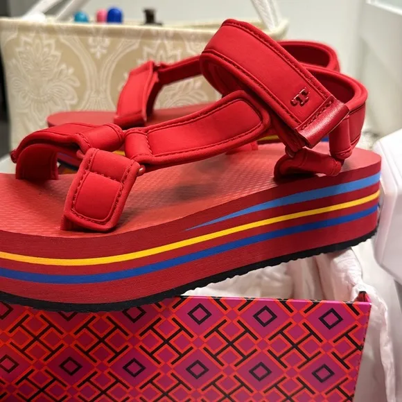 EUC Tory Burch Sport Eva Sandal Neoprene Strap Flare