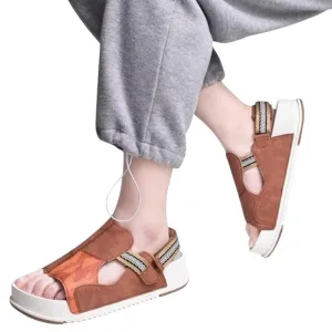 EUC💫KuaiLu Walking Platform Plantar Fasciitis ArchSupport Brown Open-Toe Sandls