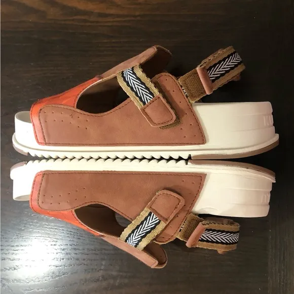 EUC💫KuaiLu Walking Platform Plantar Fasciitis ArchSupport Brown Open-Toe Sandls