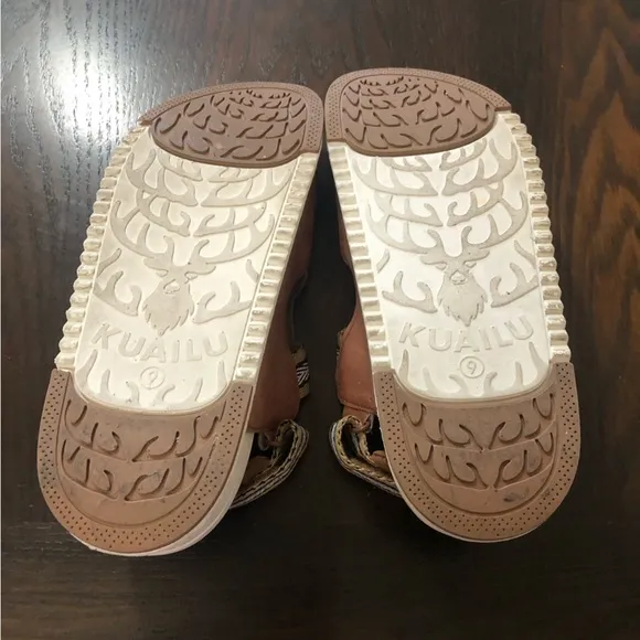 EUC💫KuaiLu Walking Platform Plantar Fasciitis ArchSupport Brown Open-Toe Sandls