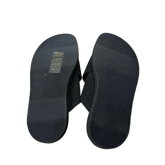 EVERLANE The ReKnit City Flatform Sandal Black Crossover Strap Slip On Sz 9 NEW