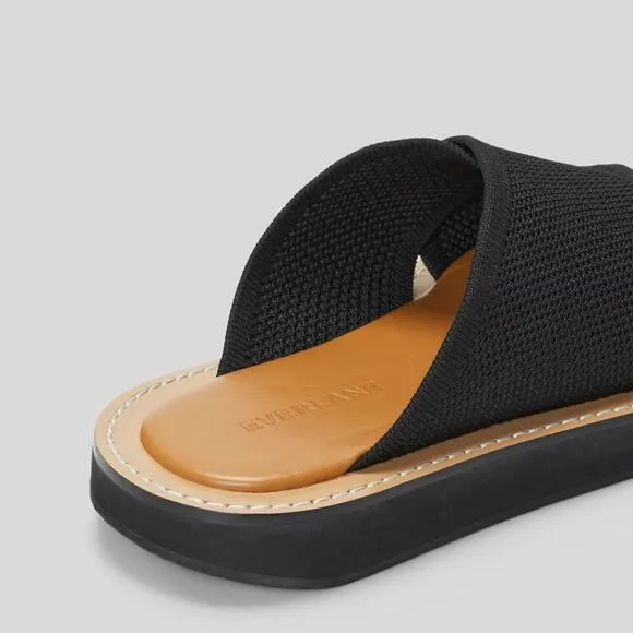 EVERLANE The ReKnit City Flatform Sandal Black Crossover Strap Slip On Sz 9 NEW