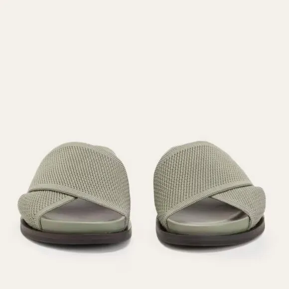 EVERLANE The ReKnit City Flatform Sandal Seagrass Green Crossover Strap 8 NEW