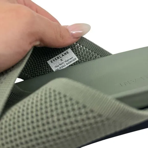 EVERLANE The ReKnit City Flatform Sandal Seagrass Green Crossover Strap 8 NEW