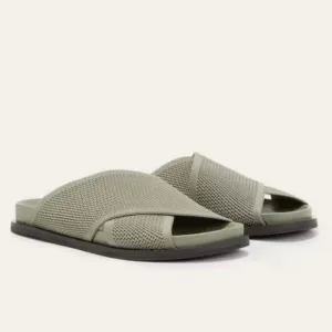 EVERLANE The ReKnit City Flatform Sandal Seagrass Green Crossover Strap 8 NEW