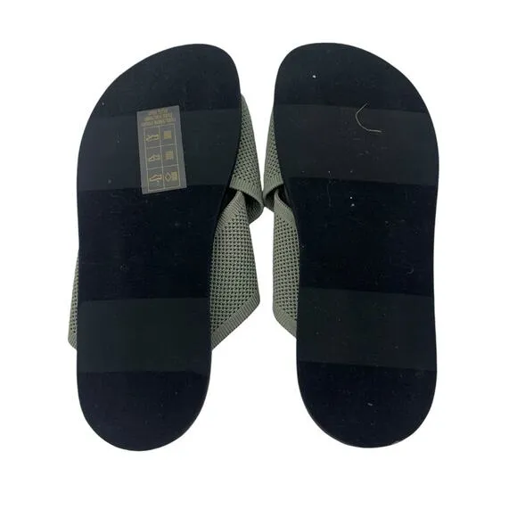 EVERLANE The ReKnit City Flatform Sandal Seagrass Green Crossover Strap 8 NEW