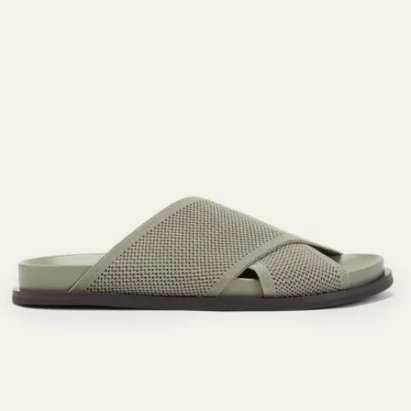 EVERLANE The ReKnit City Flatform Sandal Seagrass Green Crossover Strap 8 NEW