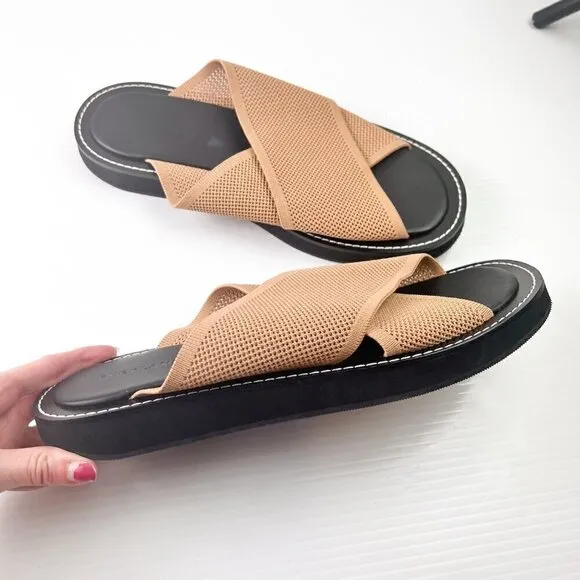 Everlane The ReKnit City Flatform Sandal Size 11 Tan Black