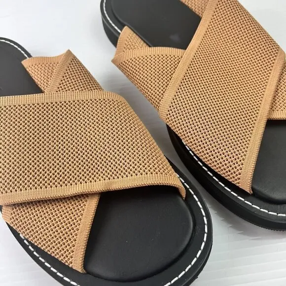 Everlane The ReKnit City Flatform Sandal Size 11 Tan Black