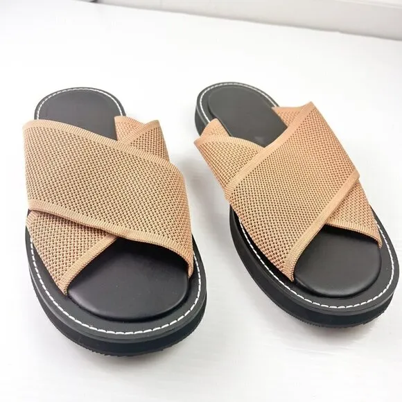 Everlane The ReKnit City Flatform Sandal Size 11 Tan Black