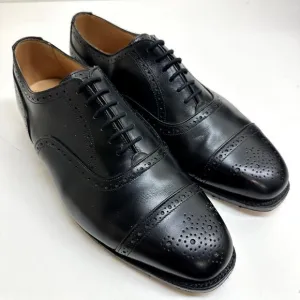 EXCELLENT Tricker's Kensington Oxford Black Calf Cap Toe City Shoe US 9.5 UK 8.5