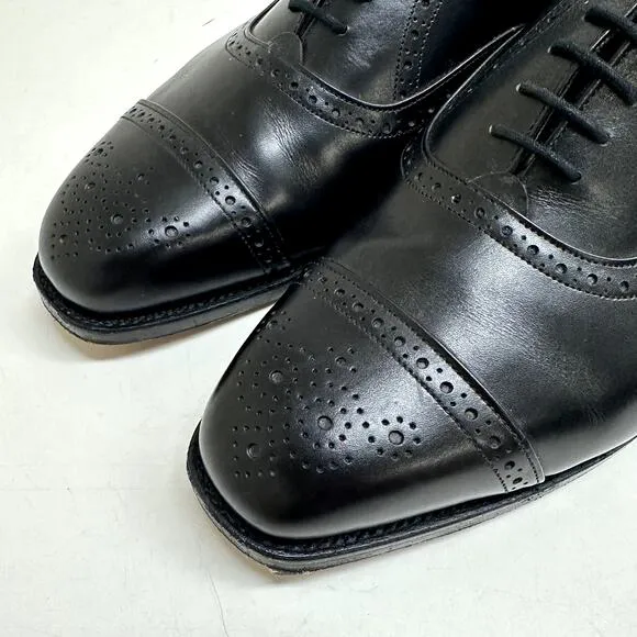 EXCELLENT Tricker's Kensington Oxford Black Calf Cap Toe City Shoe US 9.5 UK 8.5