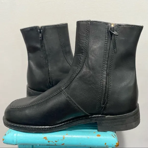 Executive Imperials Miracle Tread Black Leather Apron Toe Boots Size 7 E2
