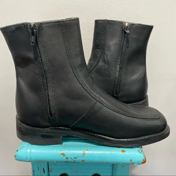 Executive Imperials Miracle Tread Black Leather Apron Toe Boots Size 7 E2