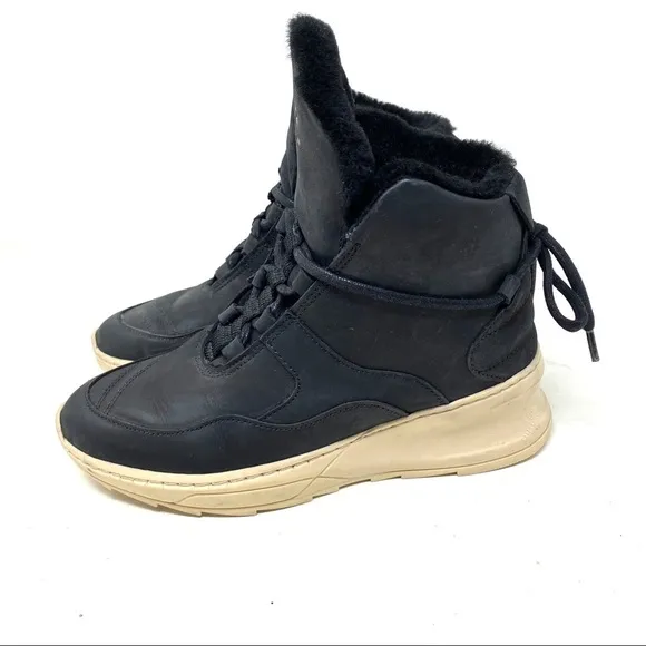 Filling Pieces Black High top fur lined fashion shoes Mondi Shark Depok