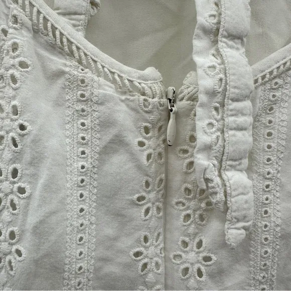 Finders Keepers Sundays White Eyelet Surplice V Neck Open Back‎ Midi Dress Sz 4