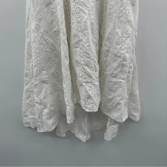 Finders Keepers Sundays White Eyelet Surplice V Neck Open Back‎ Midi Dress Sz 4