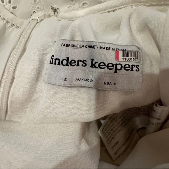 Finders Keepers Sundays White Eyelet Surplice V Neck Open Back‎ Midi Dress Sz 4