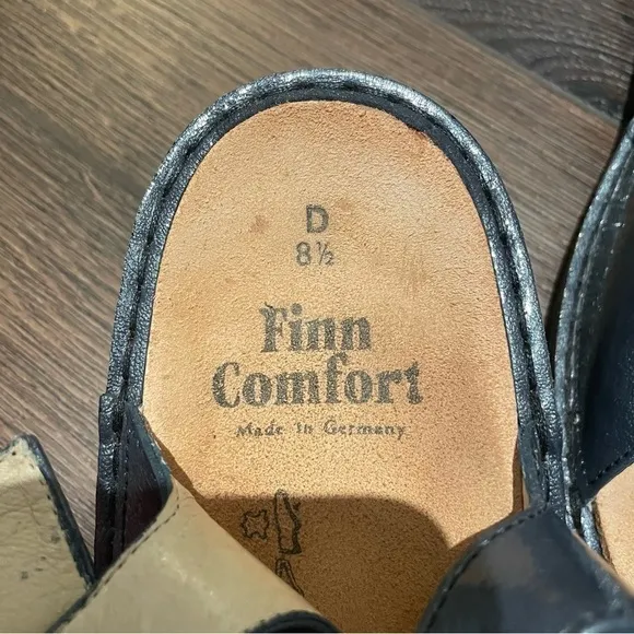 Finn Comfort Adana Pewter Corten Leather T Strap Sling Sandals UK 8.5D/US 11D