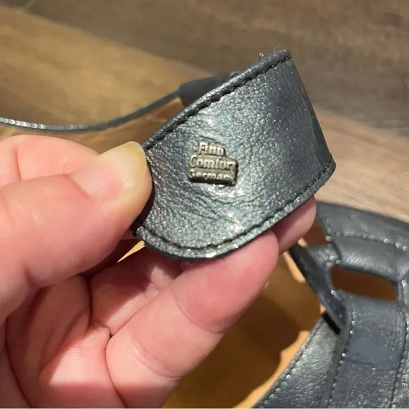 Finn Comfort Adana Pewter Corten Leather T Strap Sling Sandals UK 8.5D/US 11D