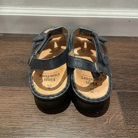 Finn Comfort Adana Pewter Corten Leather T Strap Sling Sandals UK 8.5D/US 11D