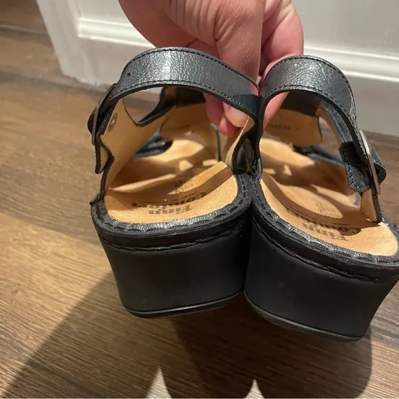 Finn Comfort Adana Pewter Corten Leather T Strap Sling Sandals UK 8.5D/US 11D